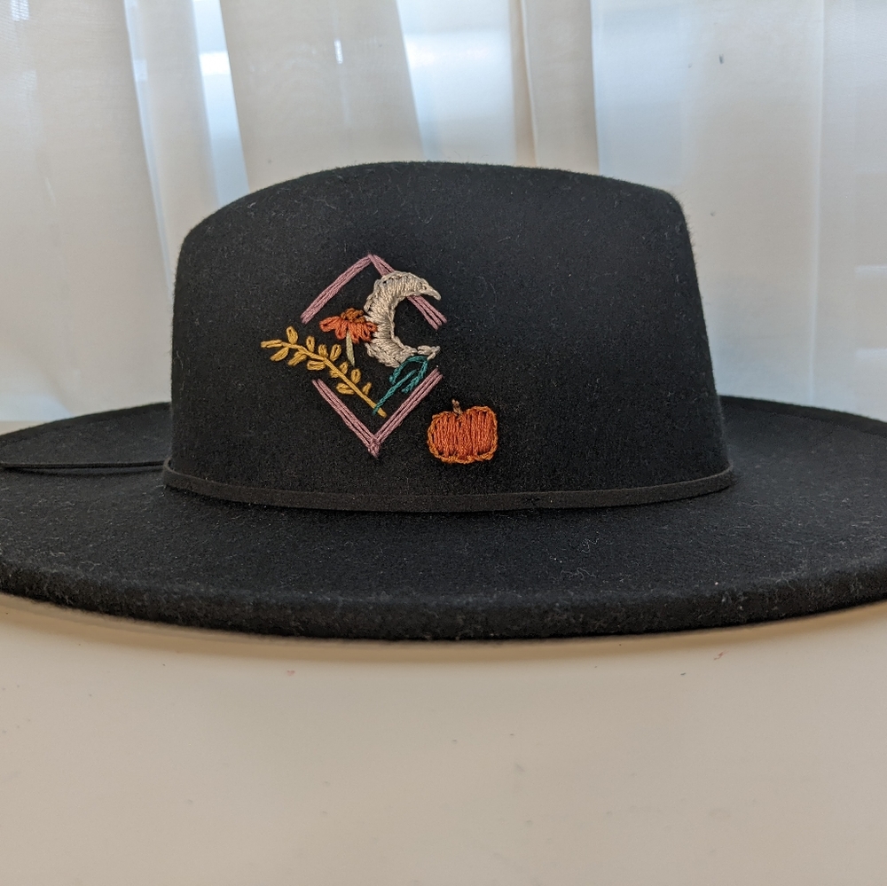 Spooky Vibes Embroidered Wide Brim Hat